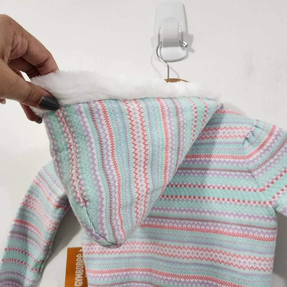 Gymboree Girls Fair Isle Hoodie Cardigan Sweater Iced Mint Baby Girls 2T Toddler